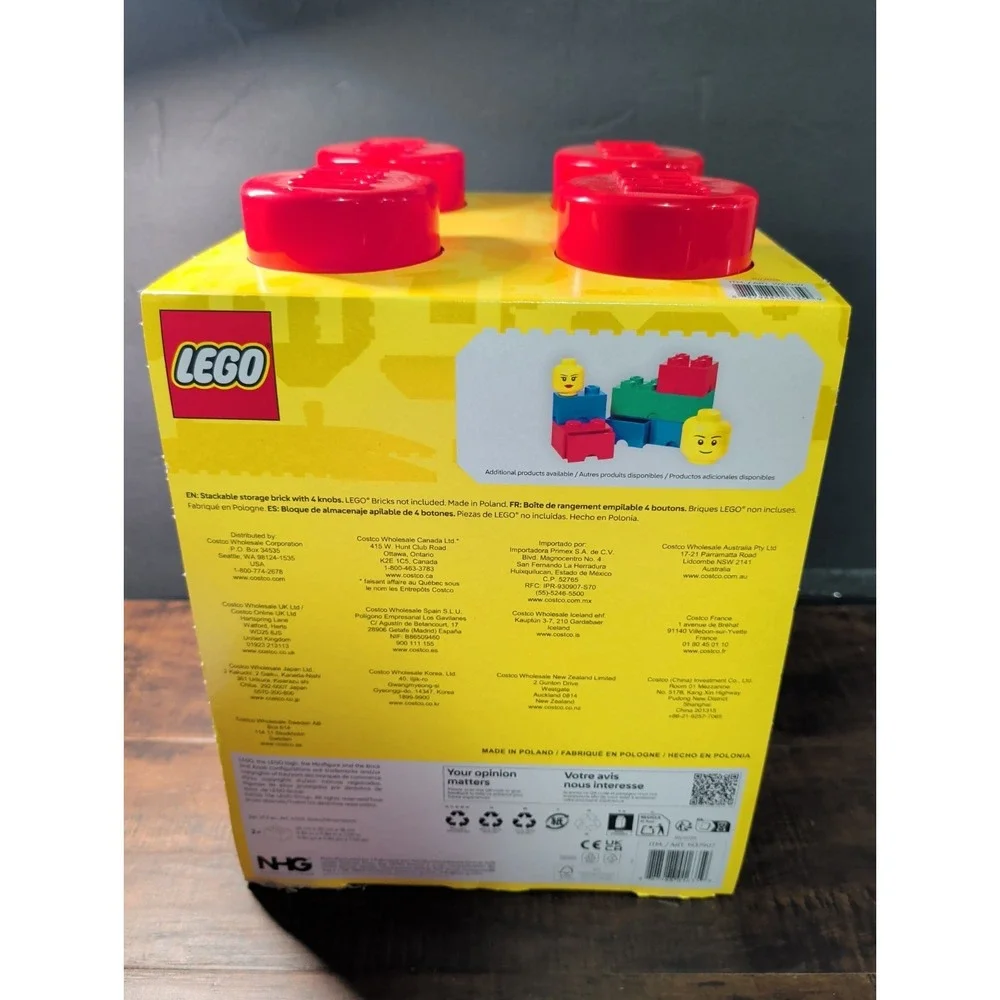 LEGO Storage Brick Box 4 Knobs Set of 2 Drawers Red & Green Pieces New